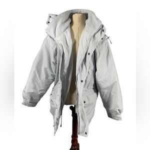 John Henry Silver White Winter Insulated Coat Parka Jacket Size Medium